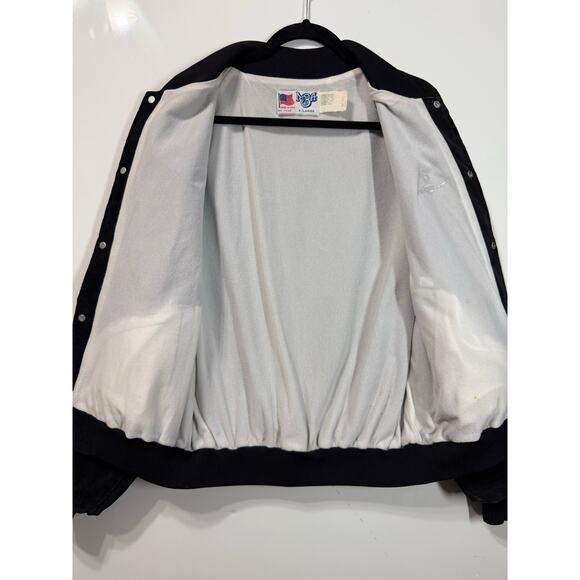 Champion MBA Varsity Jacket VTG Black Corduroy USA Snap Button Sports 90s Men XL - Picture 3 of 11